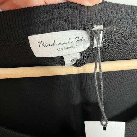 Michael Stars Womens Wren Midi Dress 3X Black Ribbed Side Slit Comfort Casual - Picture 6 of 11